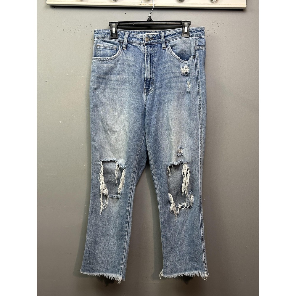Flying Monkey‎ Jeans Womens 30 Light Wash High Rise Distressed Cropped Y3920